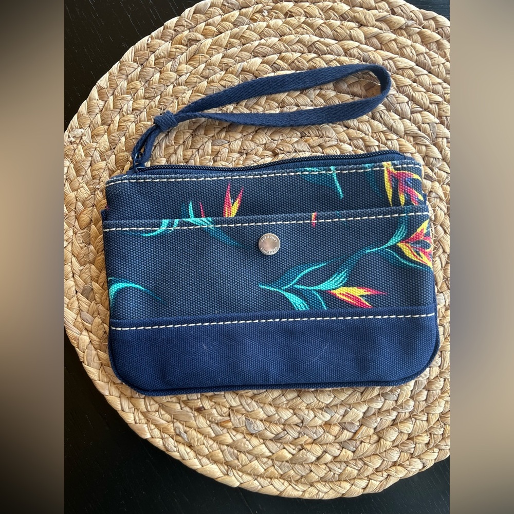Lands' End Navy Floral Wristlet
